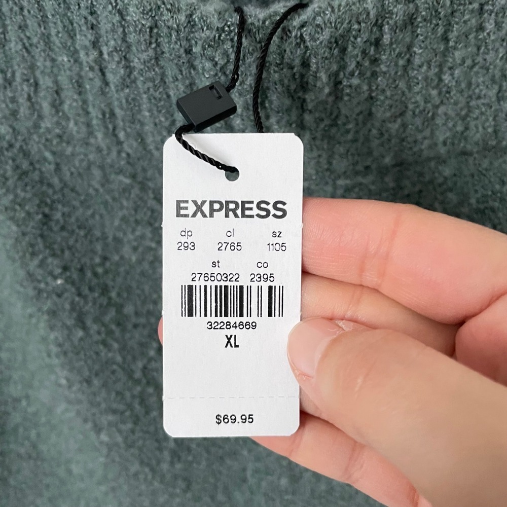 NEW Express Knit Midi Pencil Skirt Muted Blue Green Cozy Soft Size Women's XL - Picture 5 of 6